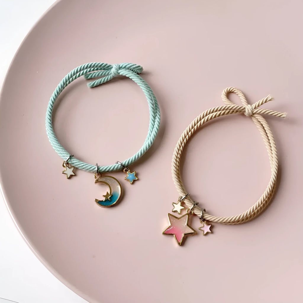 Green cartoon star hair ring with baking varnish finish on white background