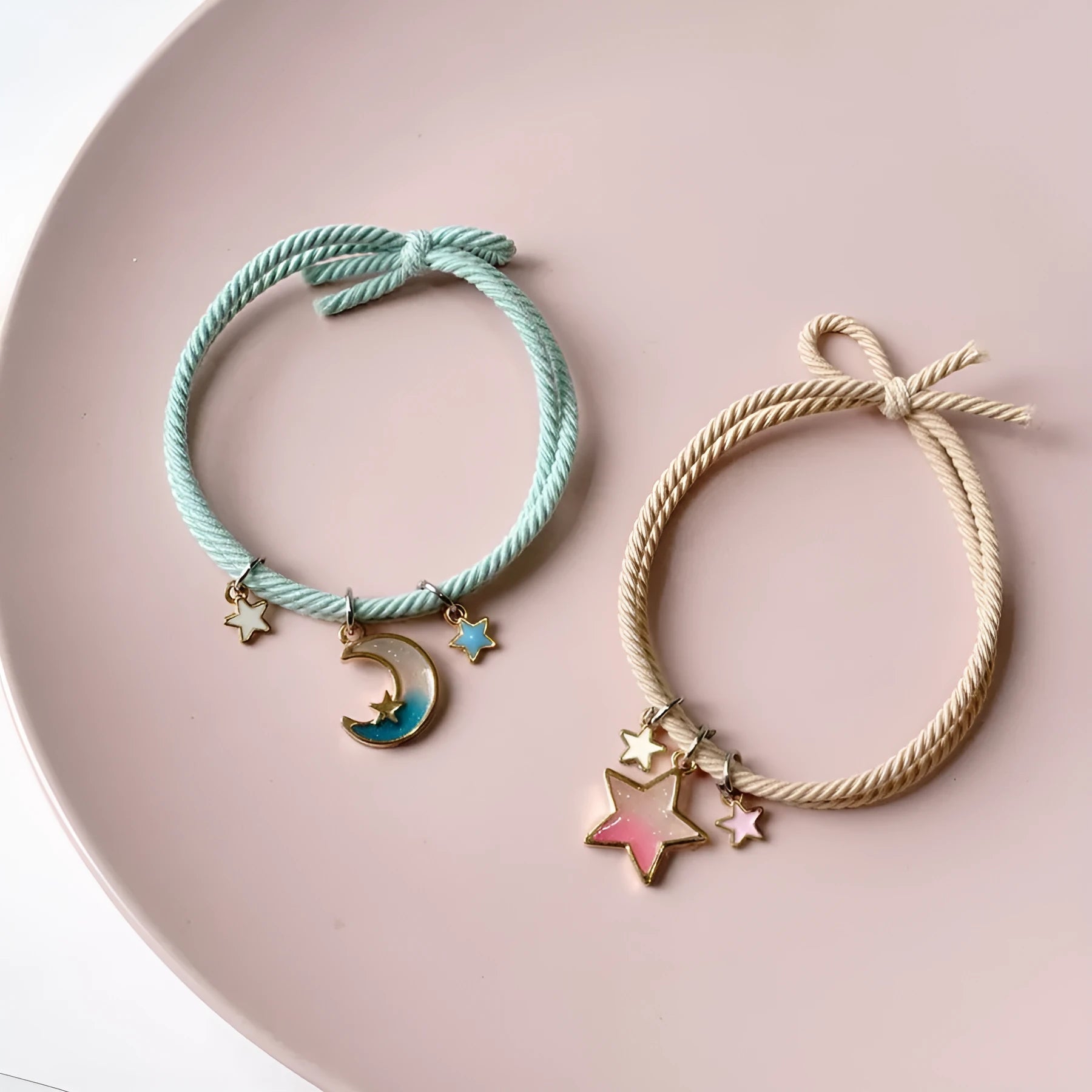 Green cartoon star hair ring with baking varnish finish on white background