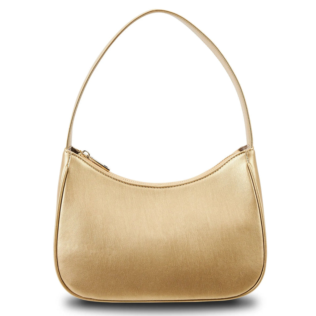 Retro-style waterproof PU leather shoulder bag in apricot colour