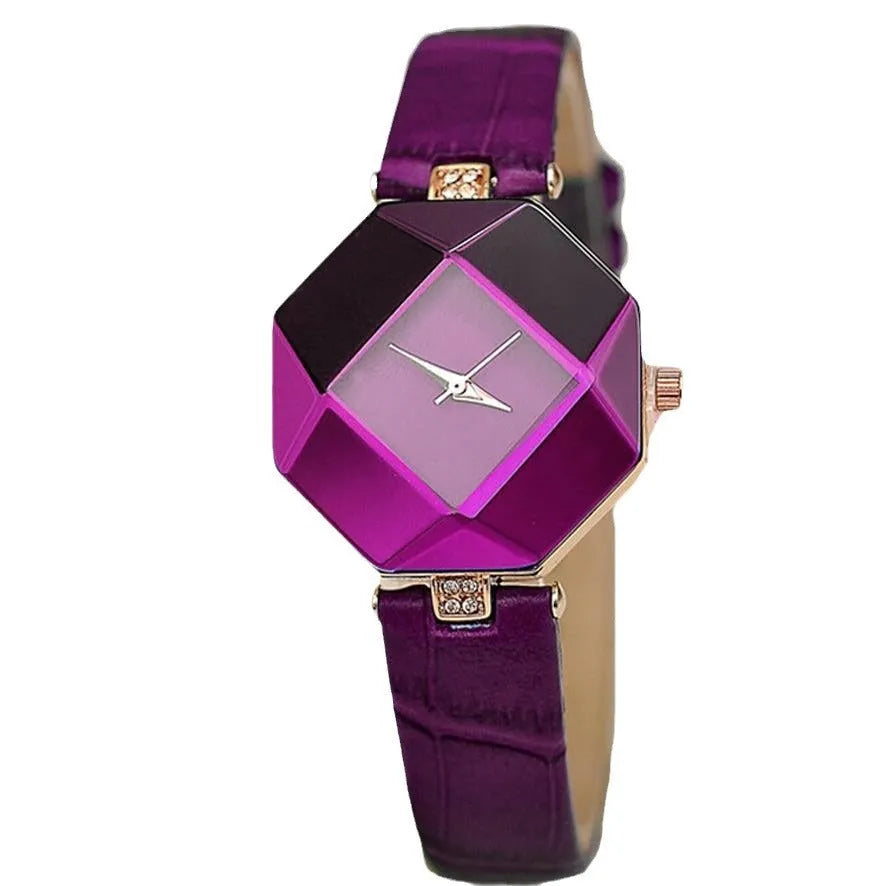 Retro trendy fashion watch for female students, 10mm thick, available in black, white, purple, blue and red.