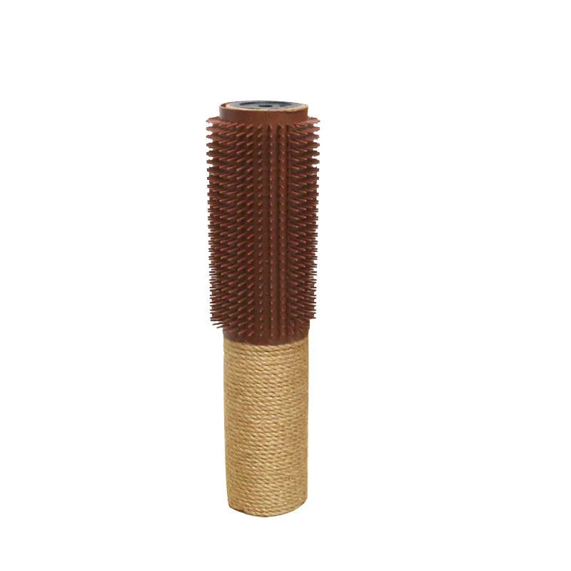 Brown sisal scratching post for cats measuring 30cm tall on wooden floor