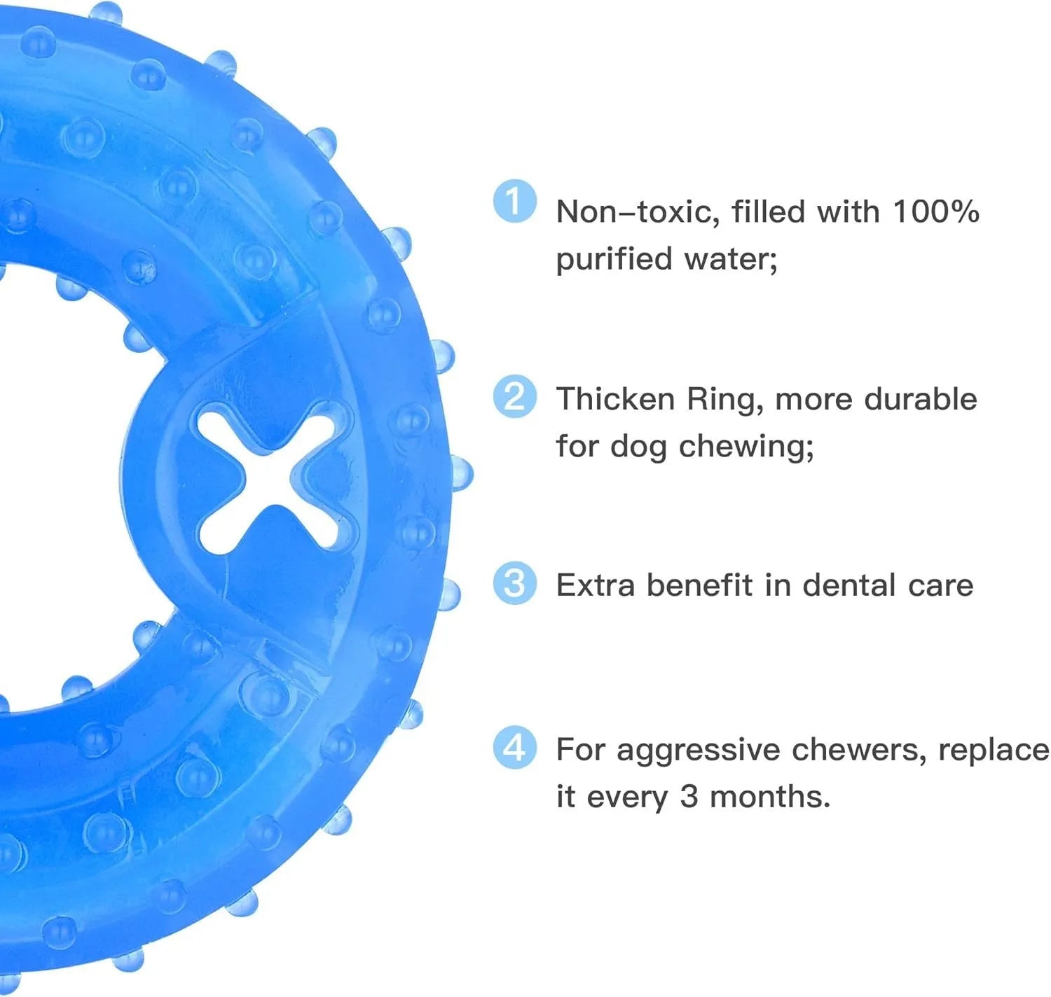 Freezable pet teether cooling chew toy for dogs in bones and circles shapes