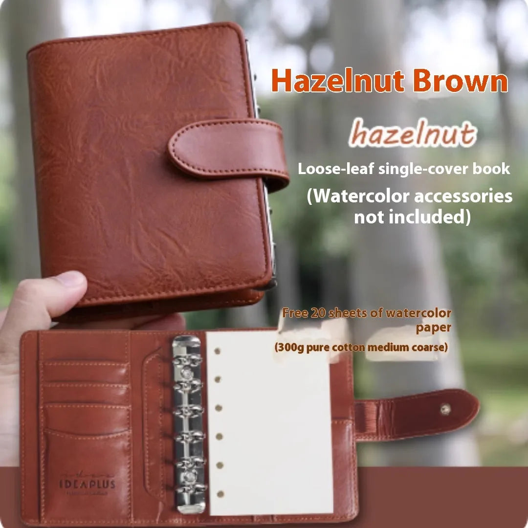 A7 miniature loose-leaf watercolour book showing replaceable page design and colour options