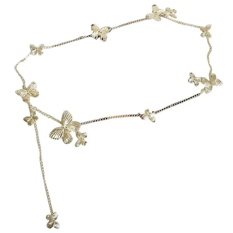 Golden butterfly waist chain belt for women with alloy metal construction