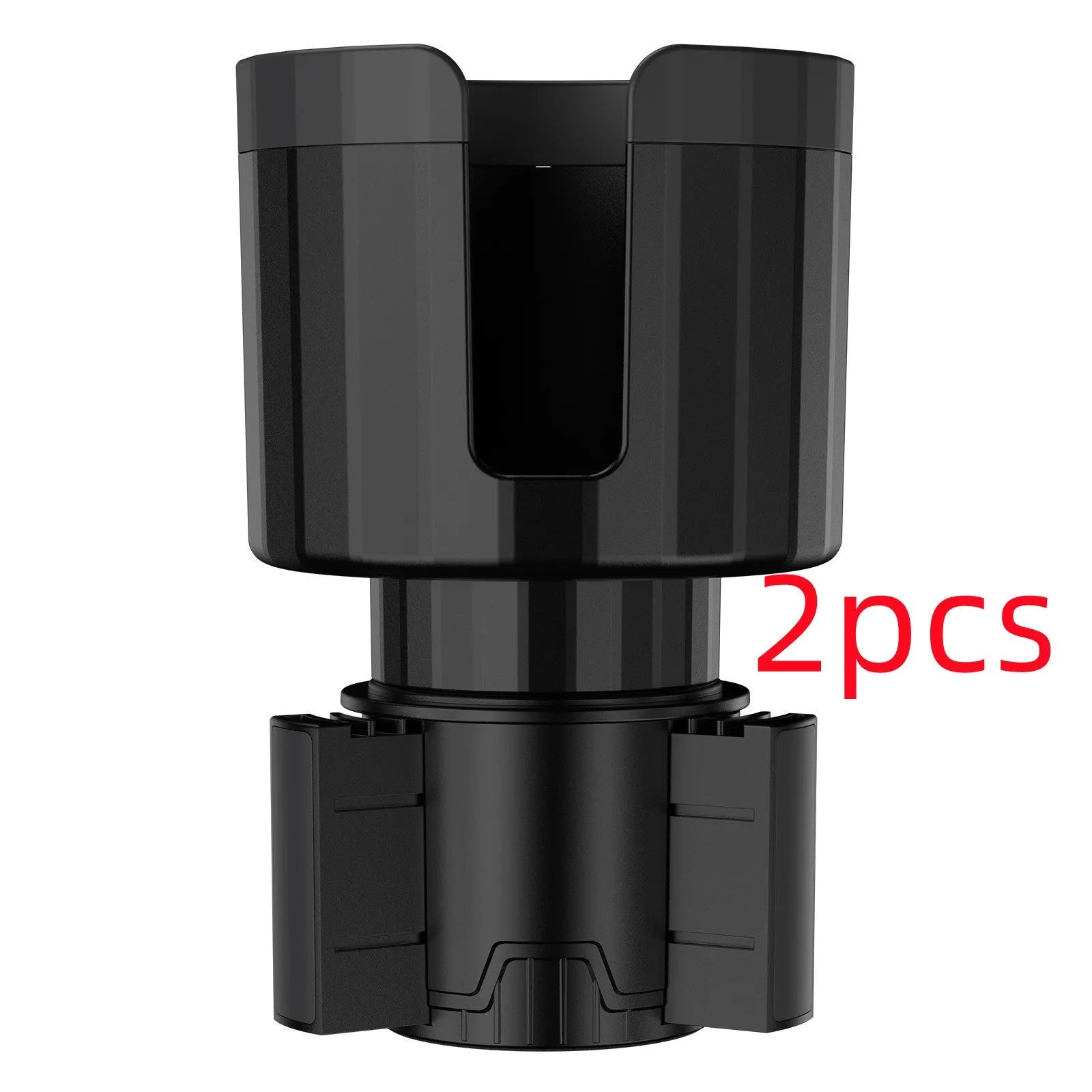 Matte black car cup holder expander with adjustable base for oversized drink containers