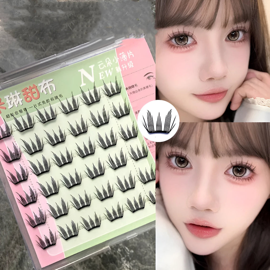 Milin Sweet Cloth glue-free split false eyelashes, 12mm artificial fibre, six-row set