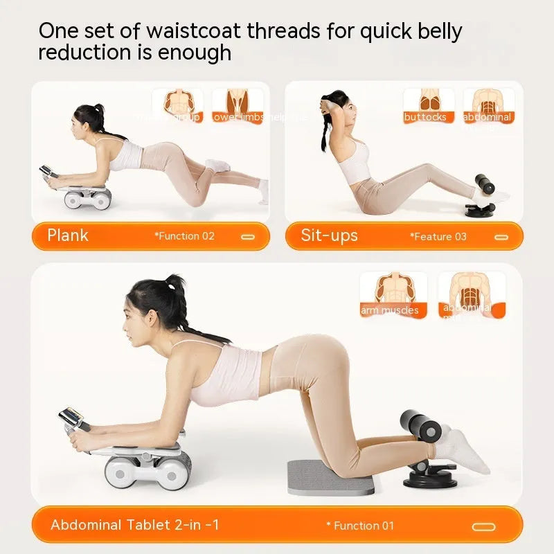 White belly exercise roller with LED timing display for abdominal workouts