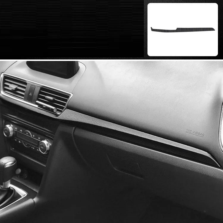 Car interior modification sticker kit for dashboard and centre console customisation with carbon fibre pattern