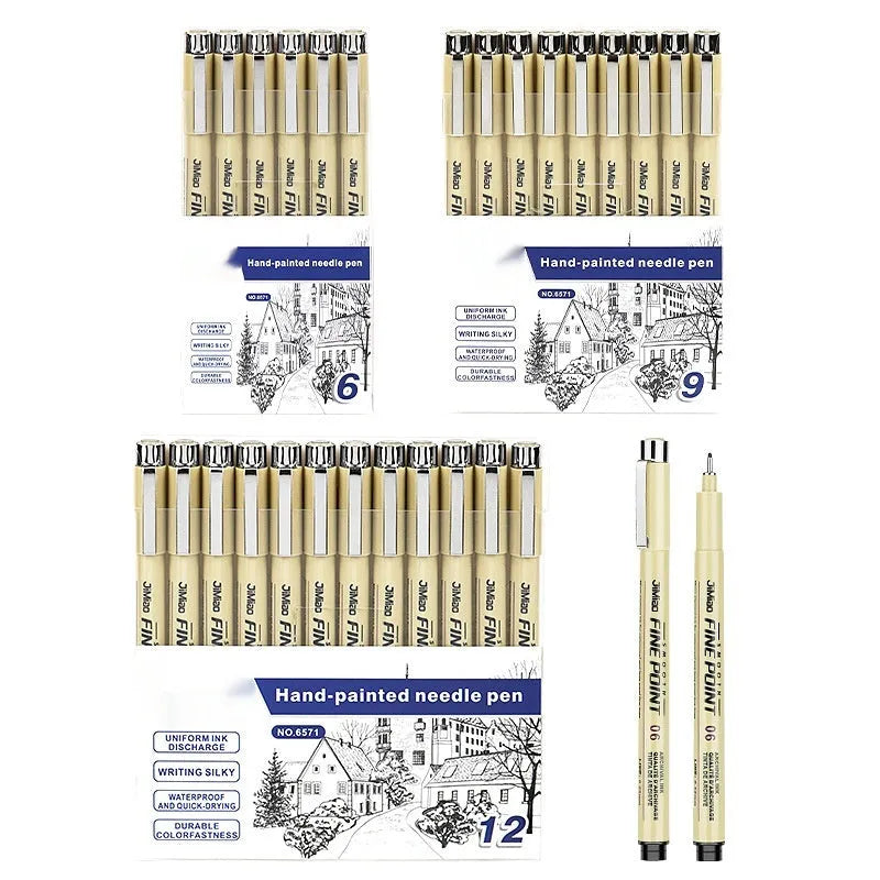 Black waterproof sketch pen with syringe cartoon design for art and writing