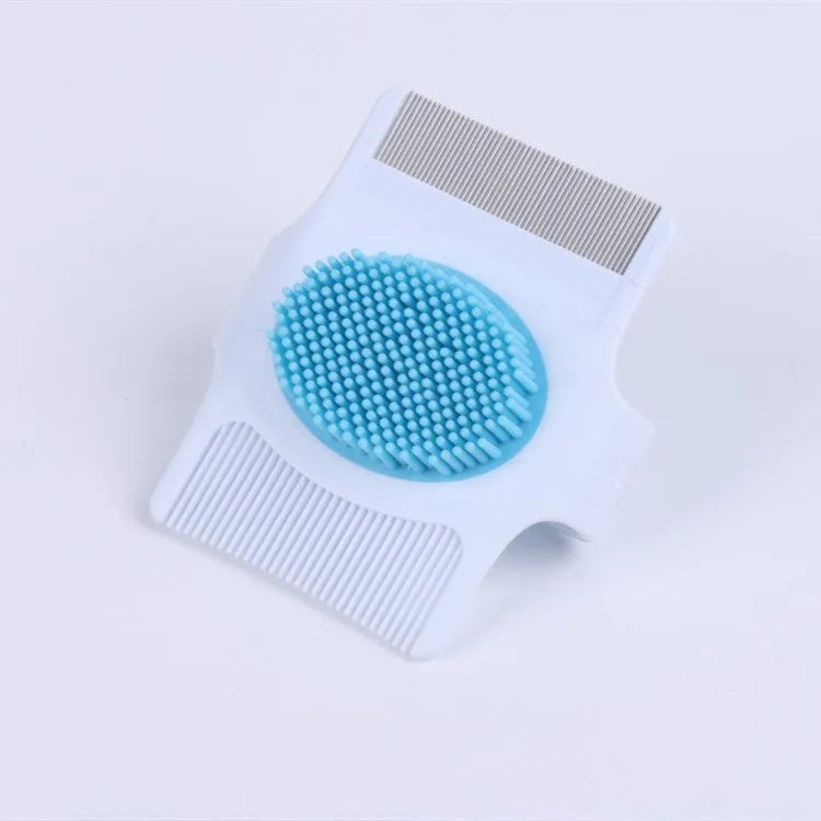 Blue and green ABS plastic multifunctional dog grooming comb for hair removal and massage
