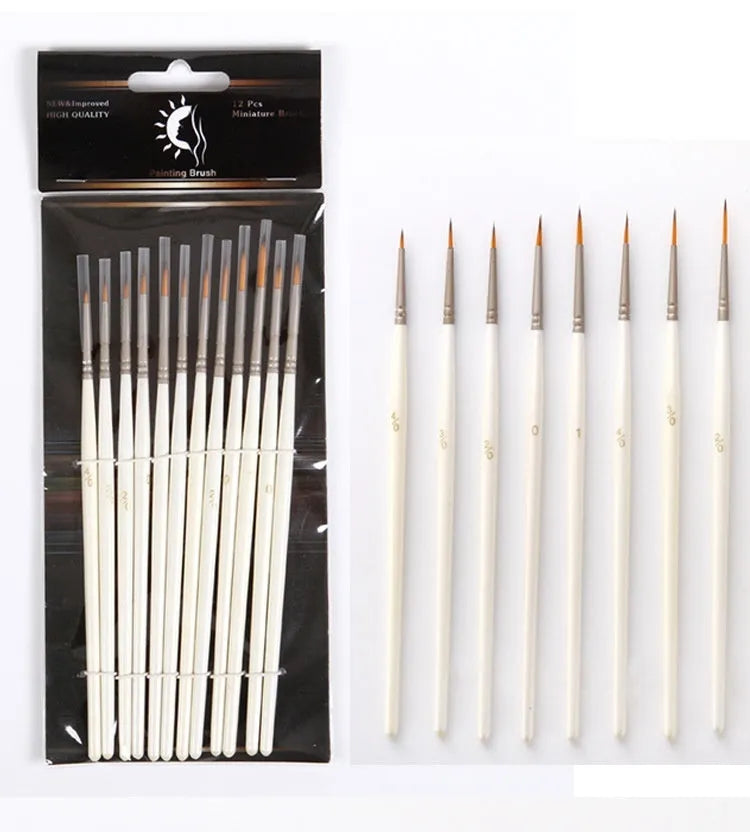 Twelve fluorescent art markers with nylon wool hooks and solid wood pen holders for watercolour line drawing