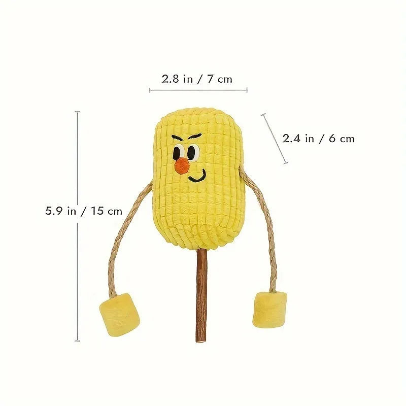 Corn cob shaped polio wood cat dental toy with catnip in Boxer or Coach design measuring 7x6x15cm