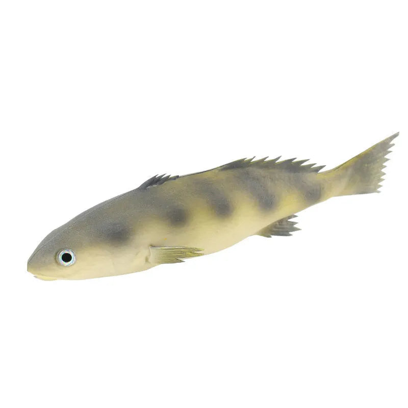 Three PU simulated fish ornaments: yellow-fin tuna, small tuna, and yellow croaker