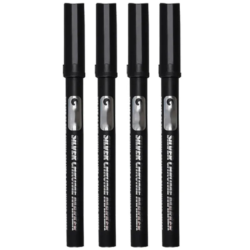 Waterproof mirror marker pen with black ink, shown with 1mm and 2mm tip size options.