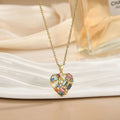 Heart pendant necklace for women with copper zircon, O-ring chain and electroplated finish in gold or silver