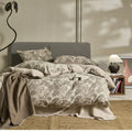 Four-piece linen cotton jacquard bed sheet set with plant floral print, quilt cover 200x230cm, for 1.5m bed