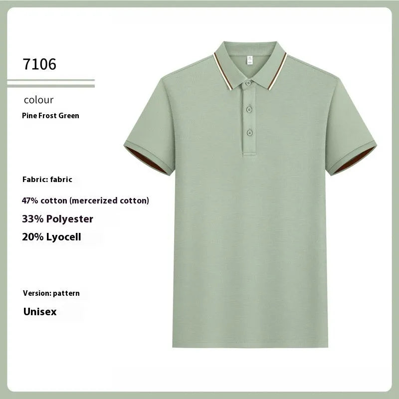 7A antibacterial mercerised cotton sequined polo shirt in white, front view on model