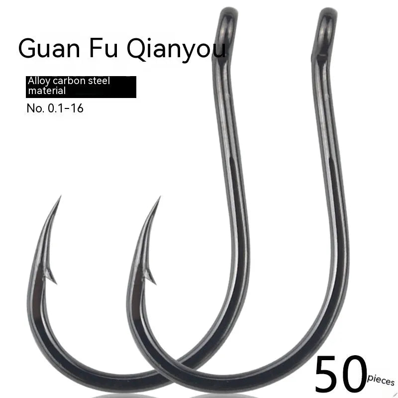 Bulk pack of barbed crooked mouth fishing hooks in alloy carbon steel for sea fishing