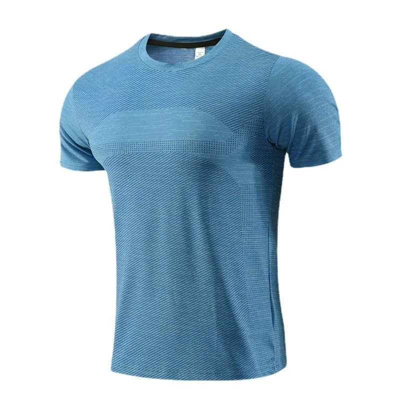 Men's short sleeve running t-shirt in polyester spandex fabric for basketball and workouts