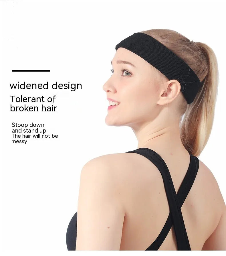 Sports anti sweat headband in widening elastic design, polyester spandex material