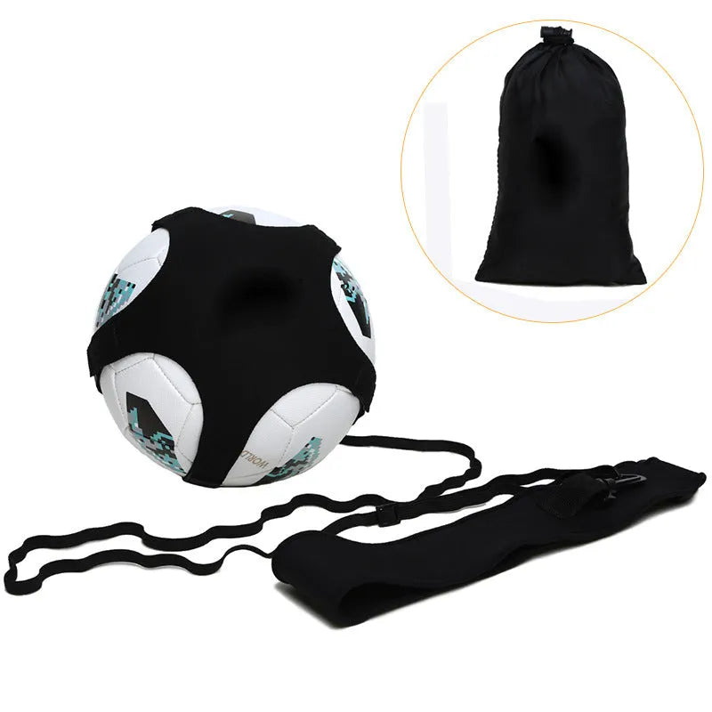 Black football juggling belt with 2 metre rope for solo training drills