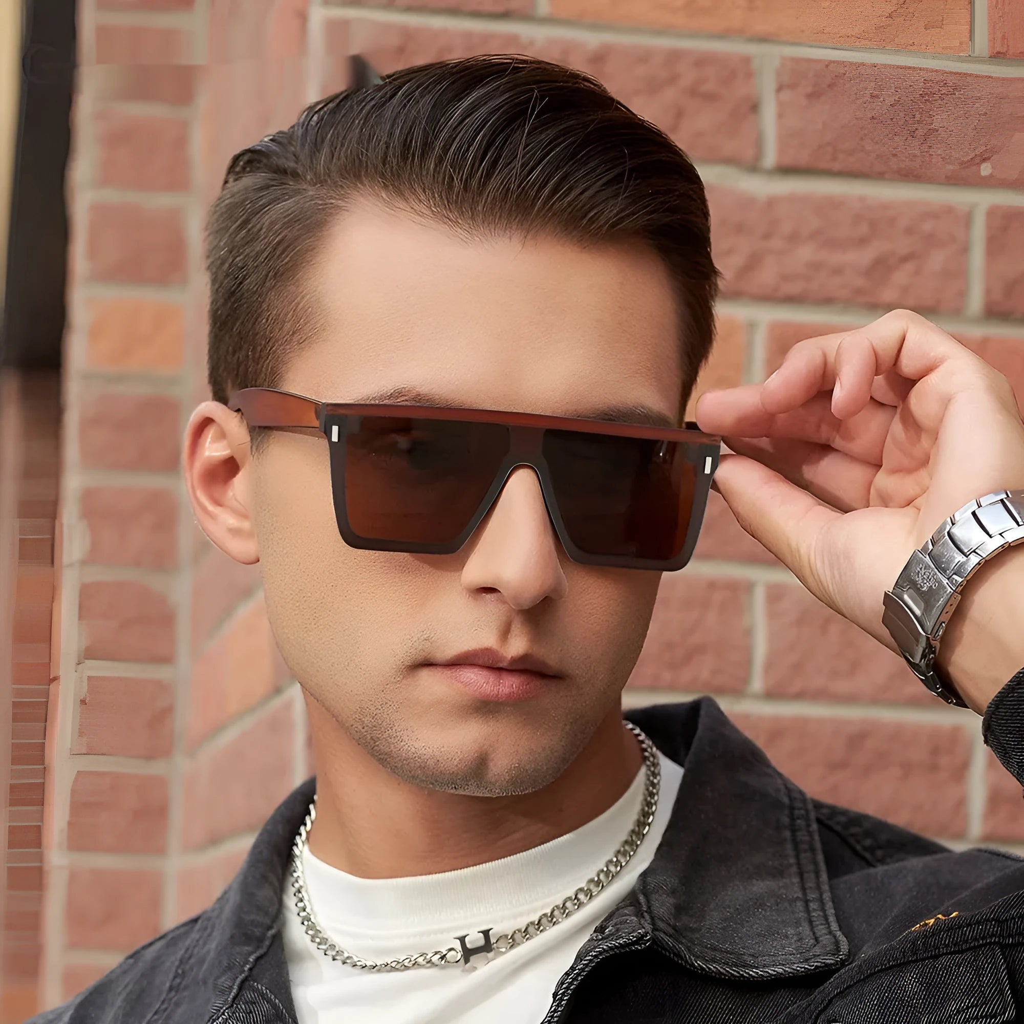 Polarised sunglasses in sand black frame with grey lens for outdoor sports and driving.