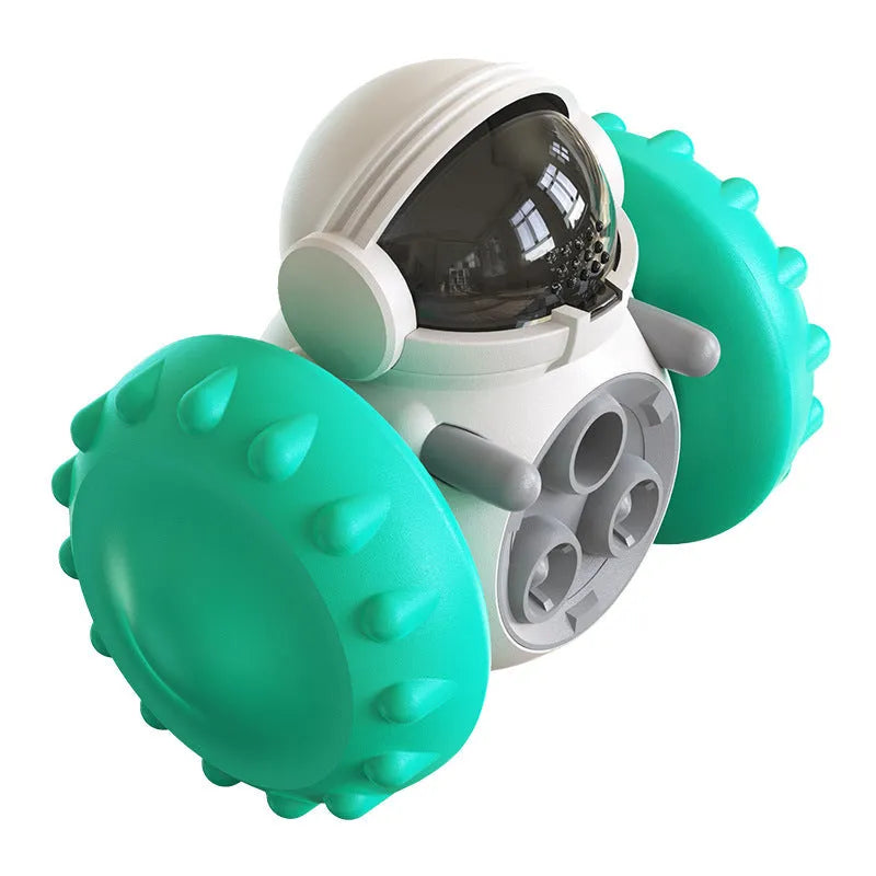 ABS interactive balance car pet toy in black, blue, yellow or green, 13.8 x 8 x 11cm, for slow treat feeding