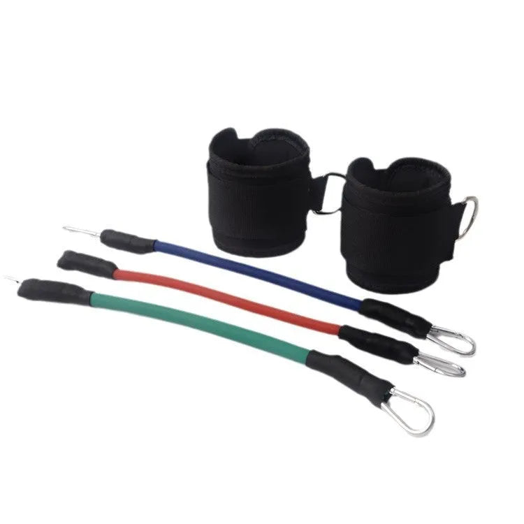 Black nylon Taekwondo training pull rope set for leg strength and explosive kicking power development
