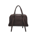 Women's retro genuine leather shoulder bag with horizontal square shape and double shoulder straps