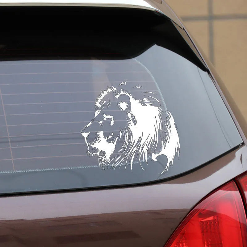Personalised meditation lion car sticker in reflective material, 20 x 19.5 cm, available in black or white