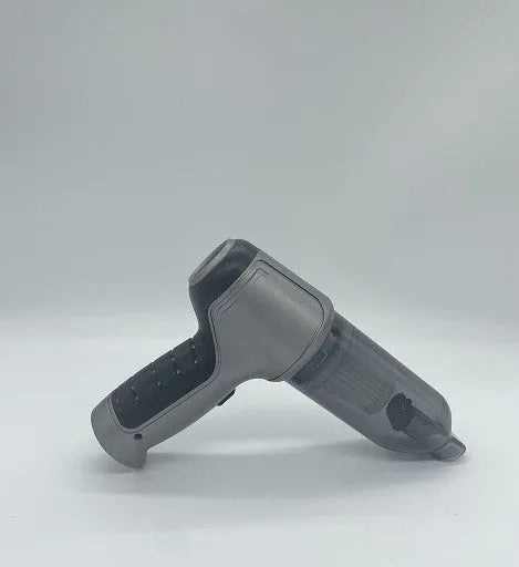 Handheld car vacuum cleaner with wireless charging dock in gold finish, showing compact 165x140x90mm dimensions