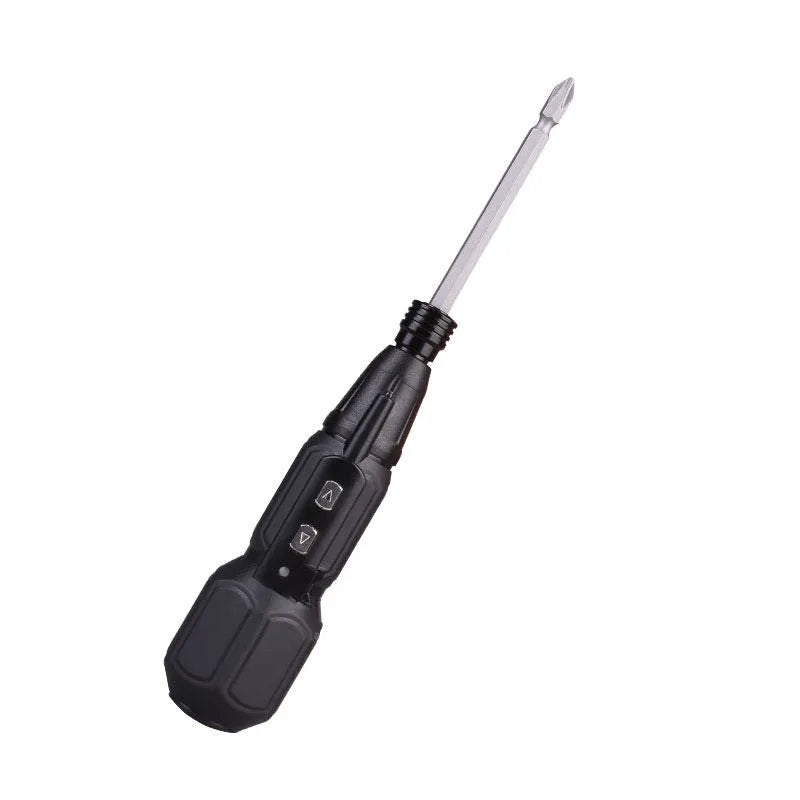 Black and blue alloy steel straight handle electric screwdriver with lithium battery