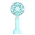 Blue USB mini desktop fan with 3 speed settings and figure 8 head motion pattern