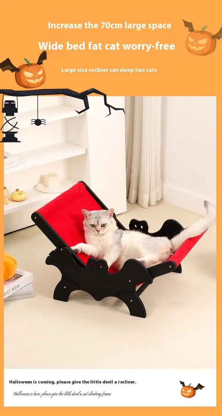Black and red solid wood cat recliner lounge chair, product code MW-054.