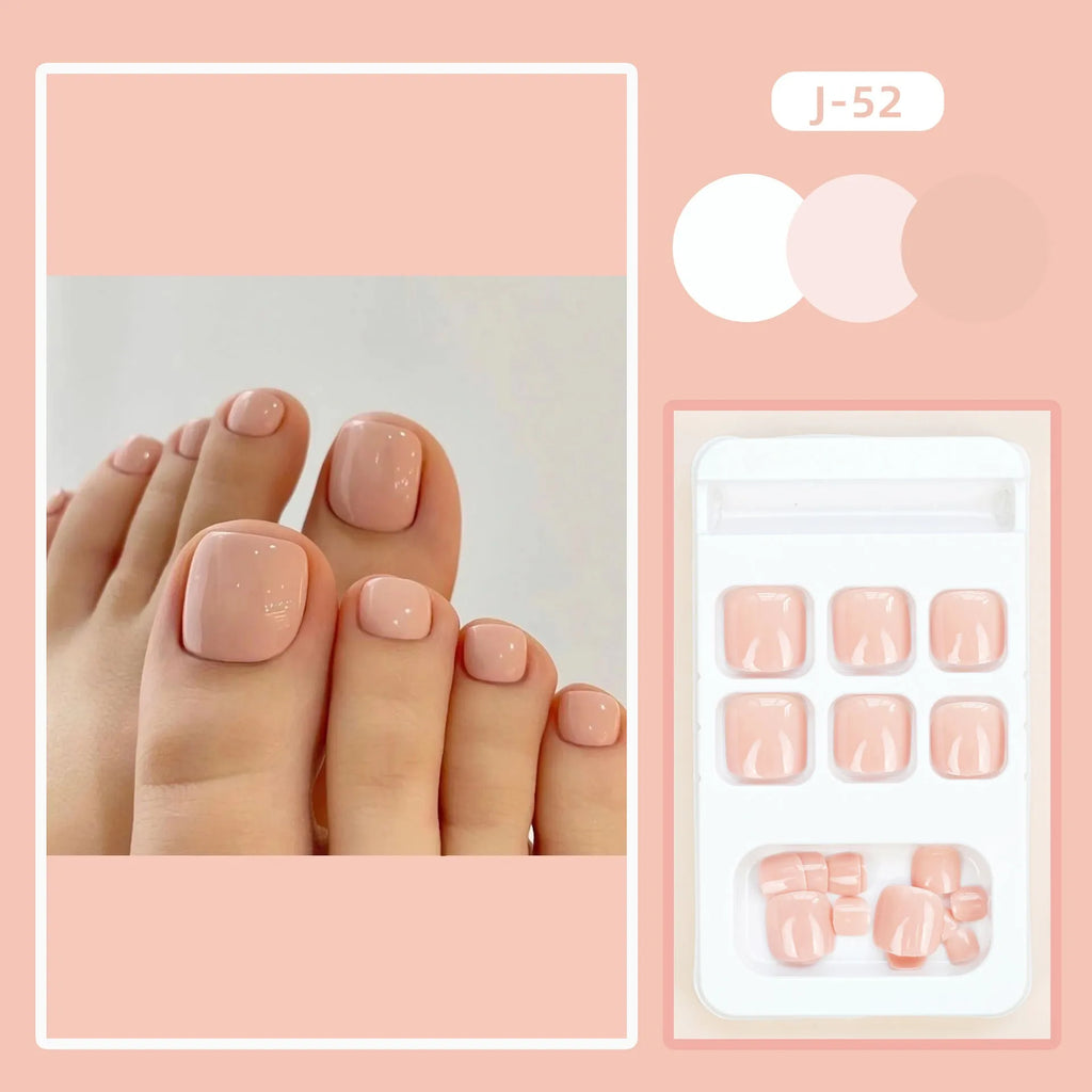 Skin colour J-52 plastic false toenail stickers set with adhesive glue for decorative foot enhancement