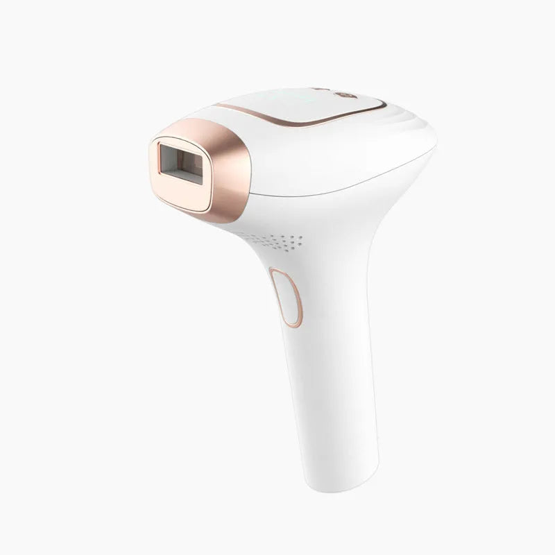 Pink and white three-in-one ice-sensing laser hair removal device with accessories