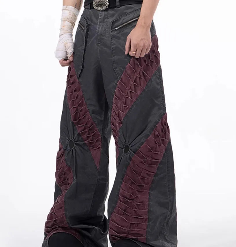 Retro three-dimensional keel casual trousers in viscose rayon fabric with straight hem design