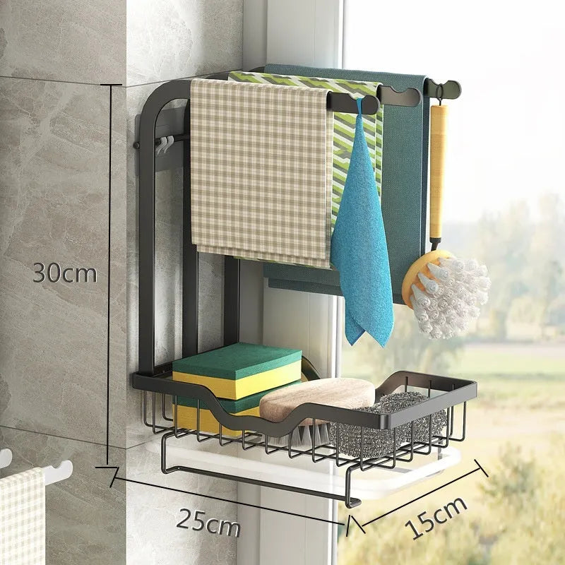 Foldable plastic kitchen draining storage rack in new Chinese style, shown on a desktop.