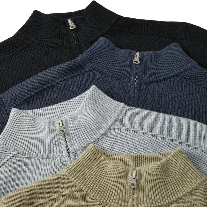 Men's casual slim fit wool pullover sweater in neutral colour options with long sleeves