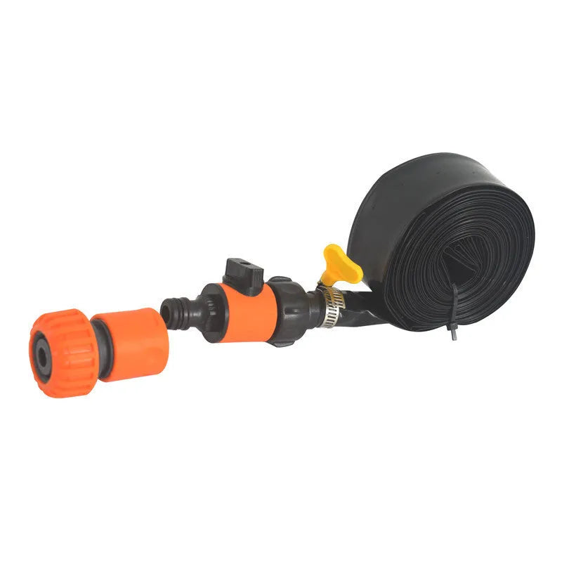 Portable blue garden sprinkler with solar water cooling feature and PVC switch for outdoor watering