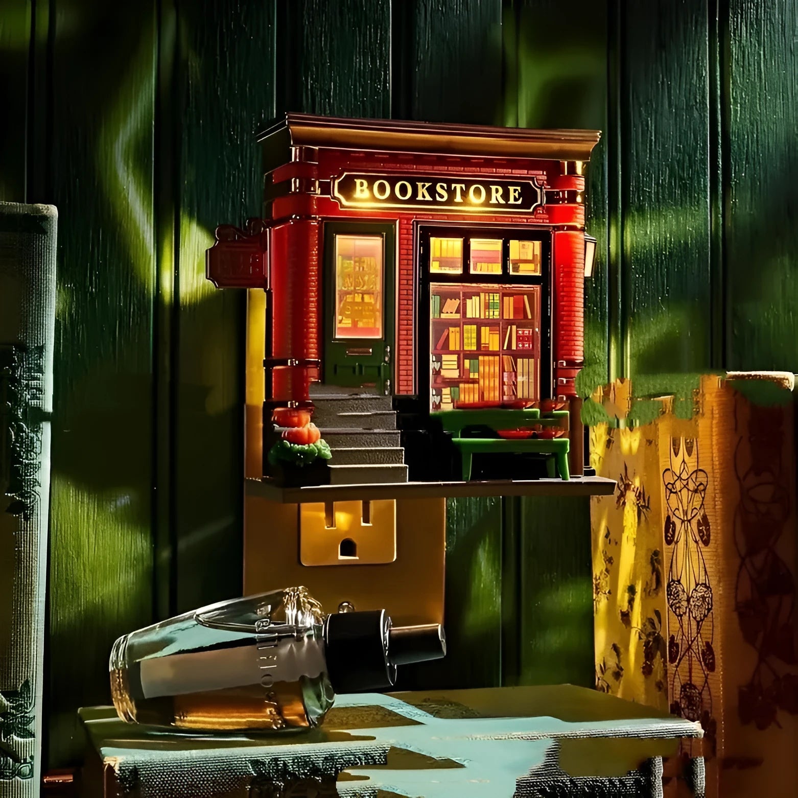 Resin cartoon house-shaped night lamp ornament with Christmas design and US electrical plug