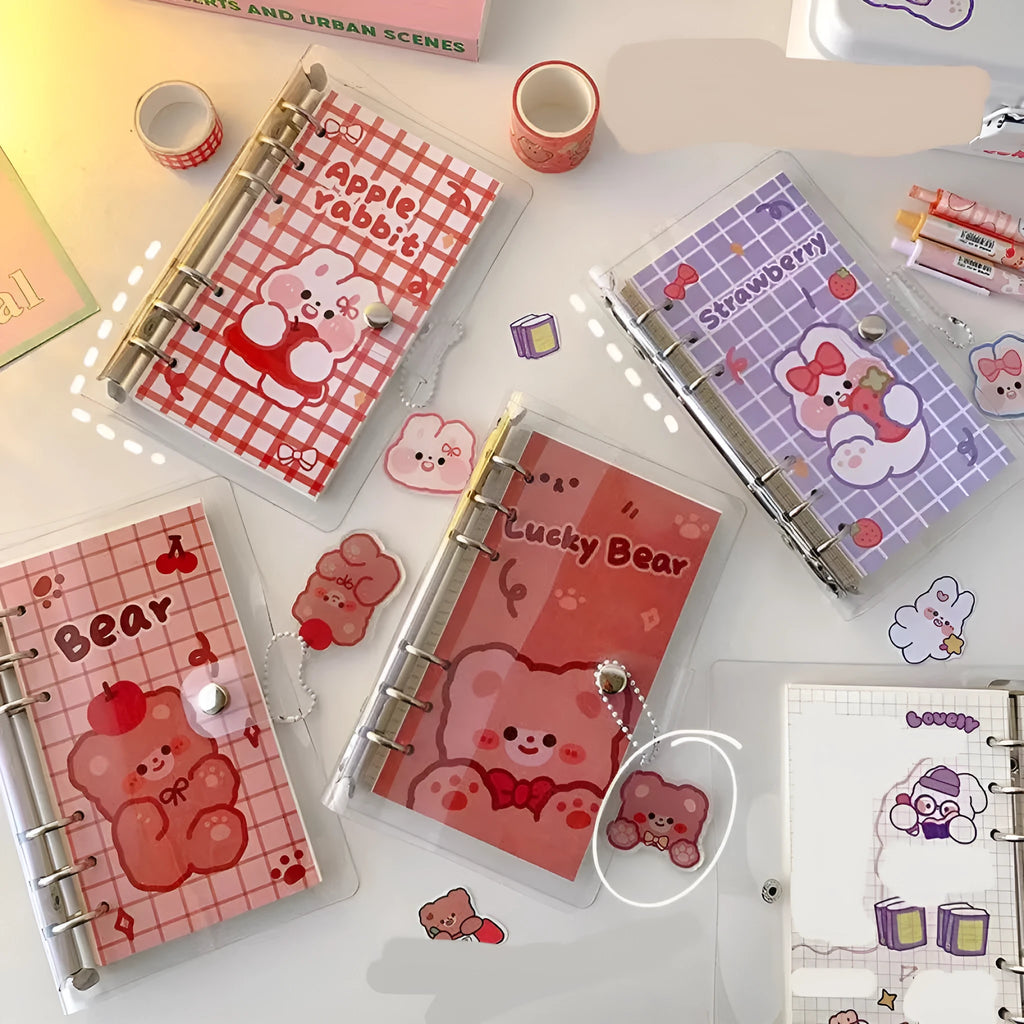 A6 loose-leaf notebook with girl-themed design for 6-hole binder systems
