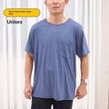 Cotton snap-button long-sleeve vest for post-operative arm fracture care, shown in black, grey, blue and multi-black colour options