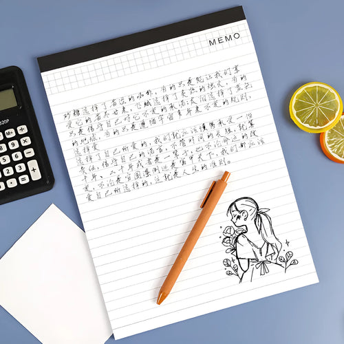 A4 tearable notebook with grid paper and wireless adhesive binding for meeting minutes