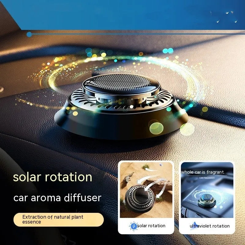Solar-powered car aromatherapy de-icing device with 84mm plastic housing