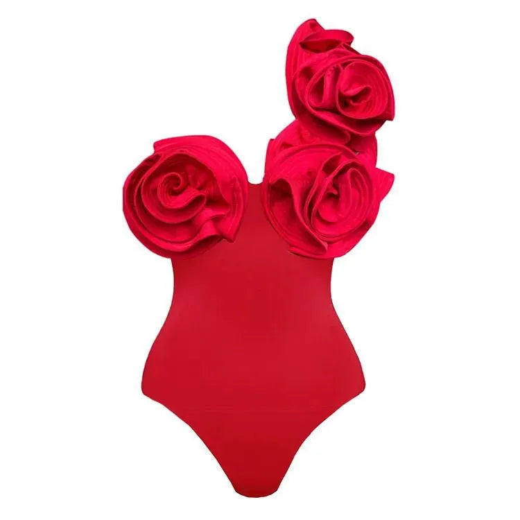 Solid colour one-piece swimsuit for women in polyester fiber sleeveless design red colour option
