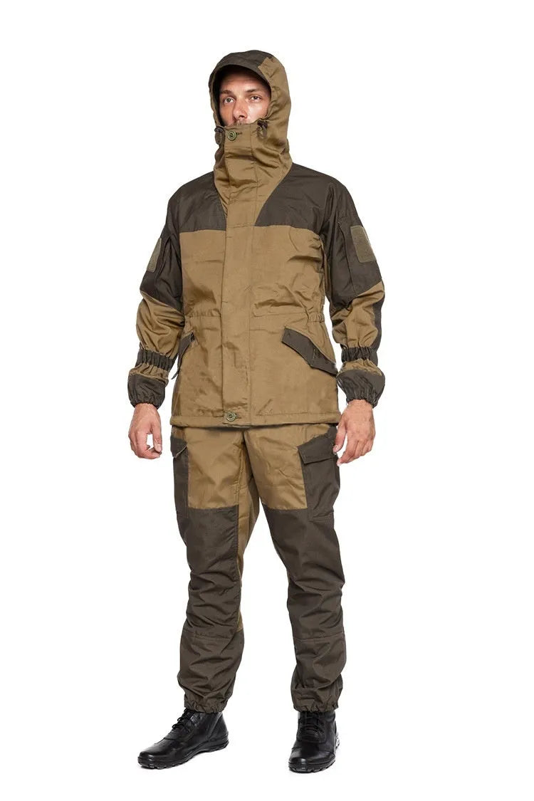 Special Forces tactical mountain battle suit in cotton blend fabric, shown in a camouflage colour option.