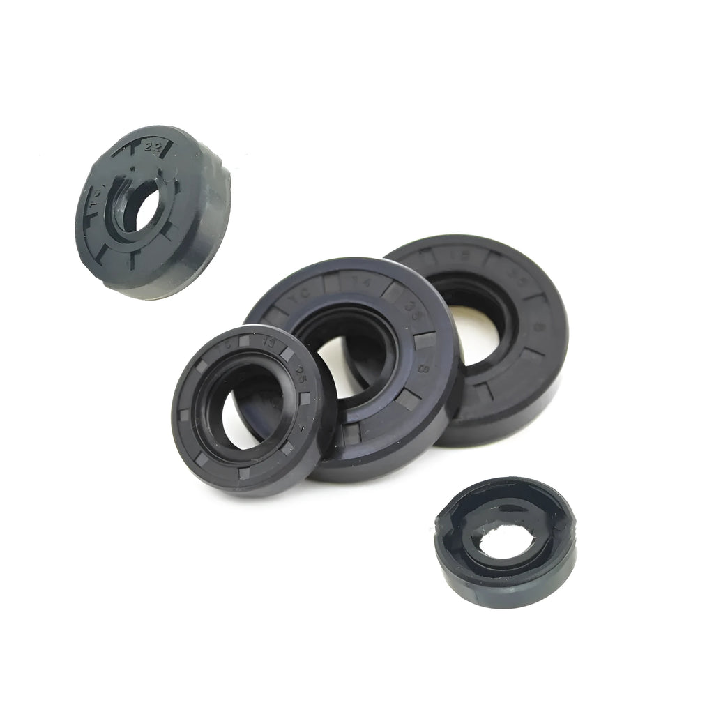 Set of black rubber motorcycle engine oil seals with carbon steel frame in 45x67x8mm size for AG100 body