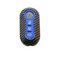 Fiat 500 Boyue carbon fibre pattern ABS remote key case in black, red, and dark blue