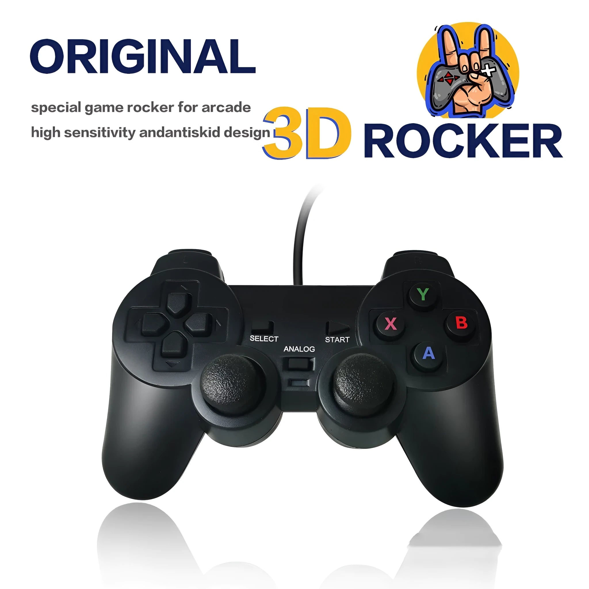 Wired USB game controller for Super ConsoleX with SNES handle design and AC original wired handle colour options